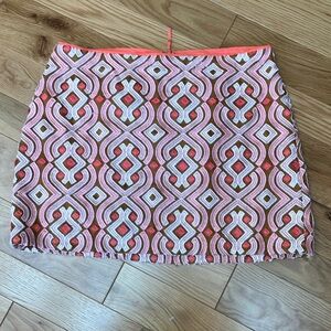 Plus Anthropologie coral Pink, tan, white Geometric linen Mini Skirt 16W